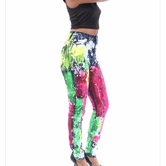 Aphrodite | Multi Colored Painted Plus Size Jeans - Picture 2 of 3